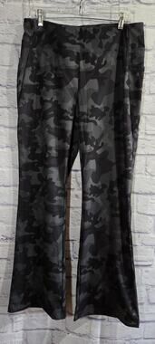Firstway Black Gray Camo Bell Bottom Women Leggings XL Stretch Pockets